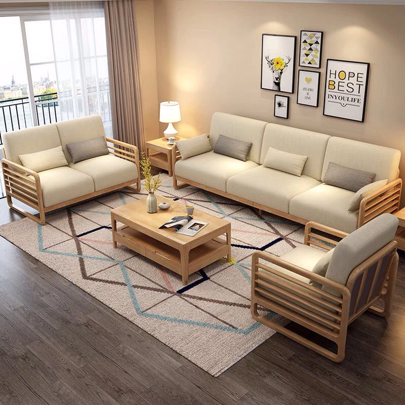 Sofa văng gỗ sồi nhỏ gọn