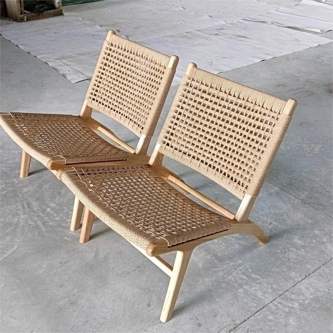 Ghế Sofa Đan Dây Không Tay Gỗ Ash