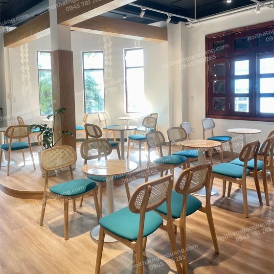 Bộ bàn ghế cafe Secco nệm gỗ cao su