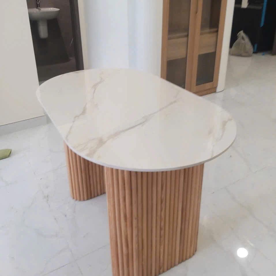 Bàn ăn Rustic mặt đá ceramic