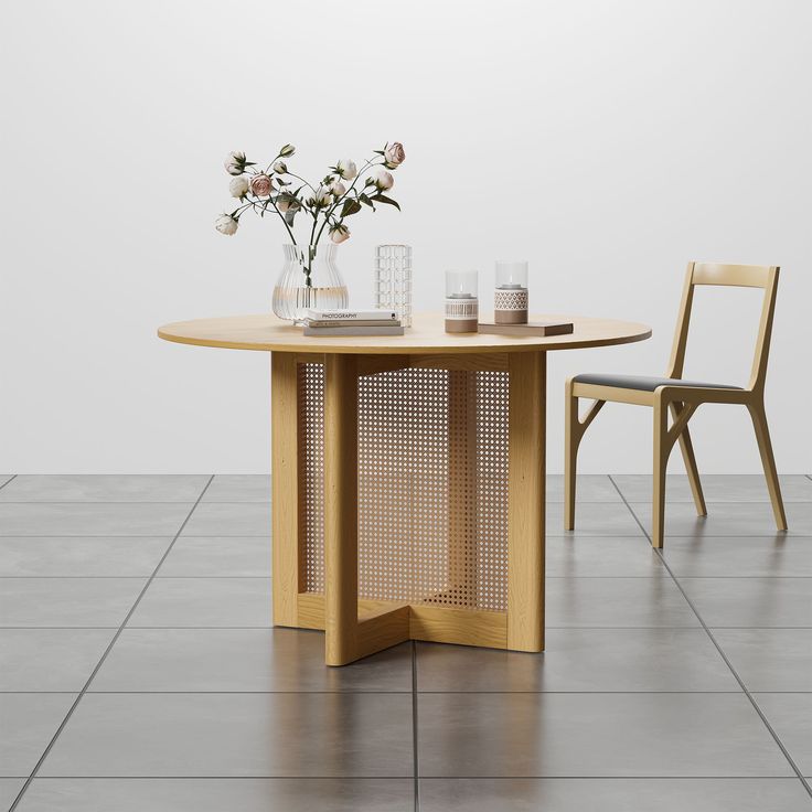 Bàn ăn tròn chân mây Rattan