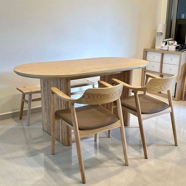 Bộ bàn ăn Rustic ghế Hirosima gỗ tần bì