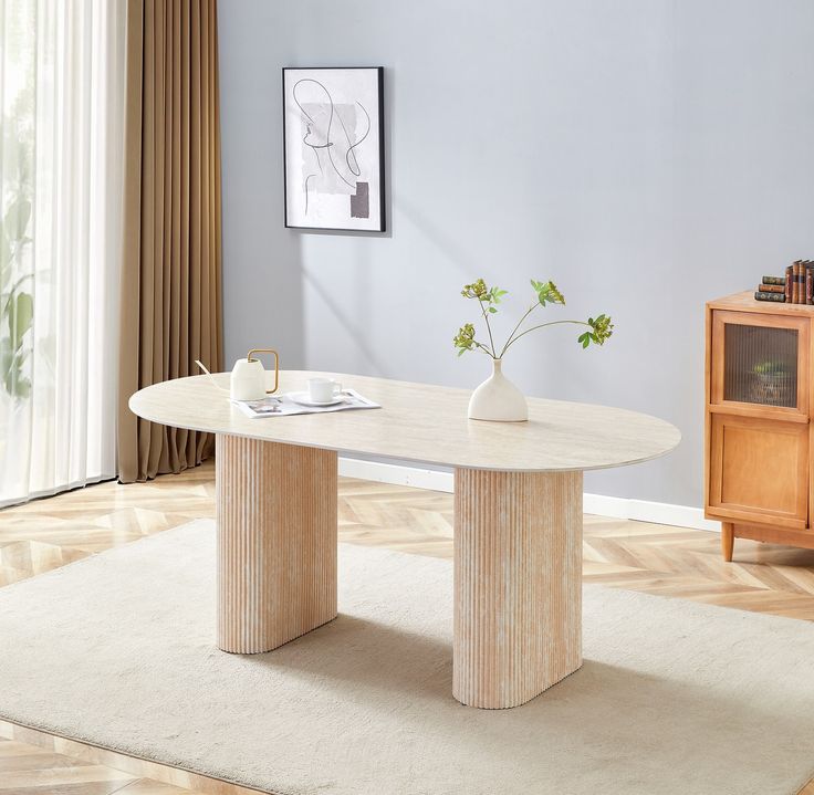 Bàn ăn Oval mặt đá cao cấp