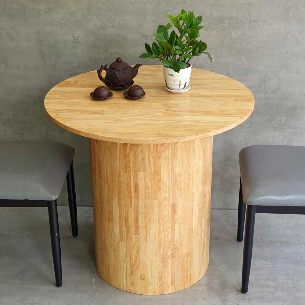 Bàn cafe tròn 80cm gỗ cao su