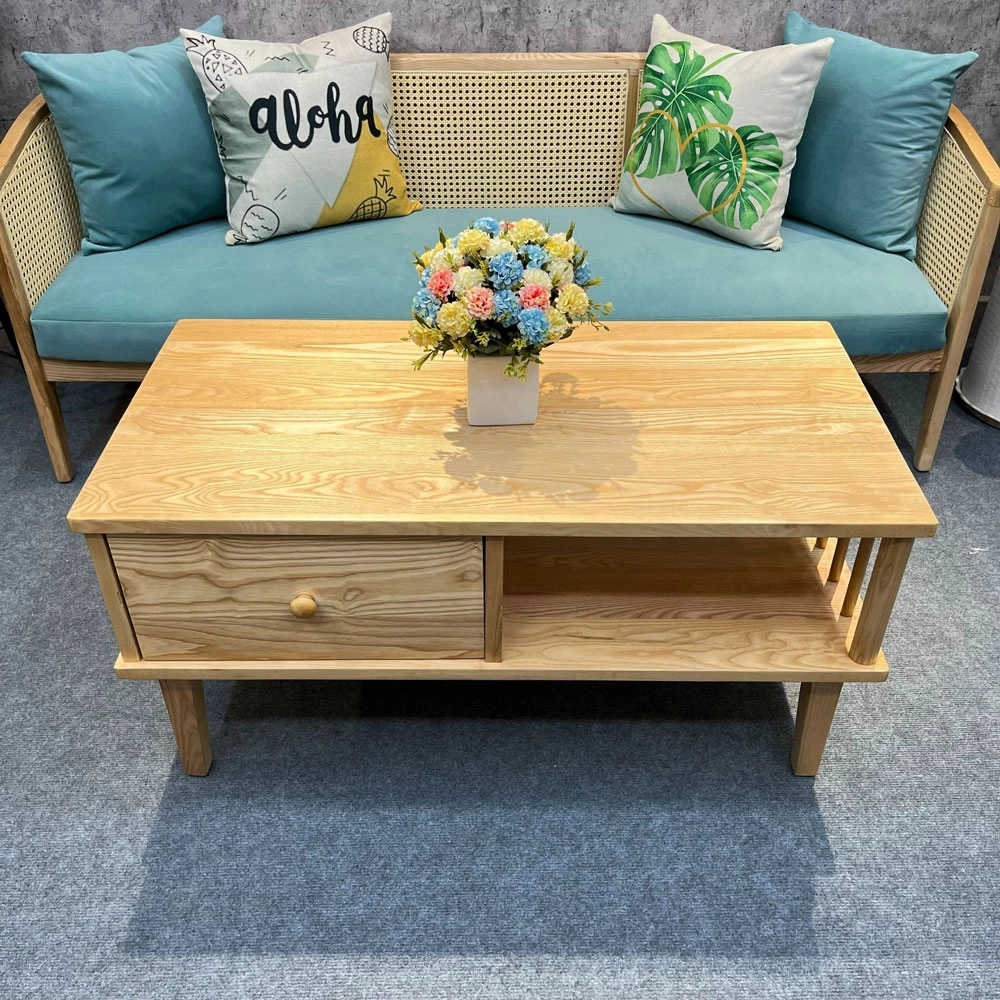 Bàn sofa chữ nhật có ngăn kéo gỗ Ash