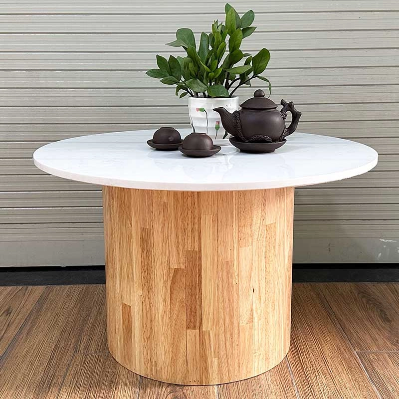 Bàn sofa chân trụ tròn mặt đá