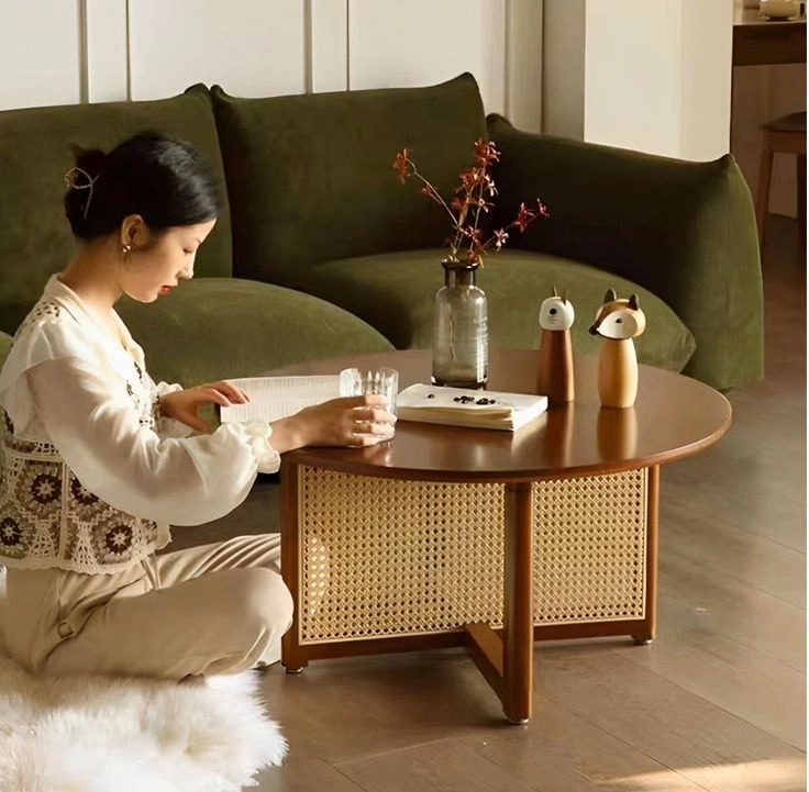 Bàn trà gỗ tròn đơn chân mây