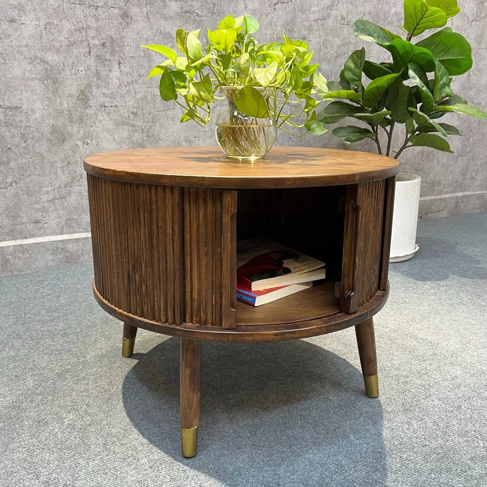 Bàn sofa tròn gỗ Ash cửa lùa