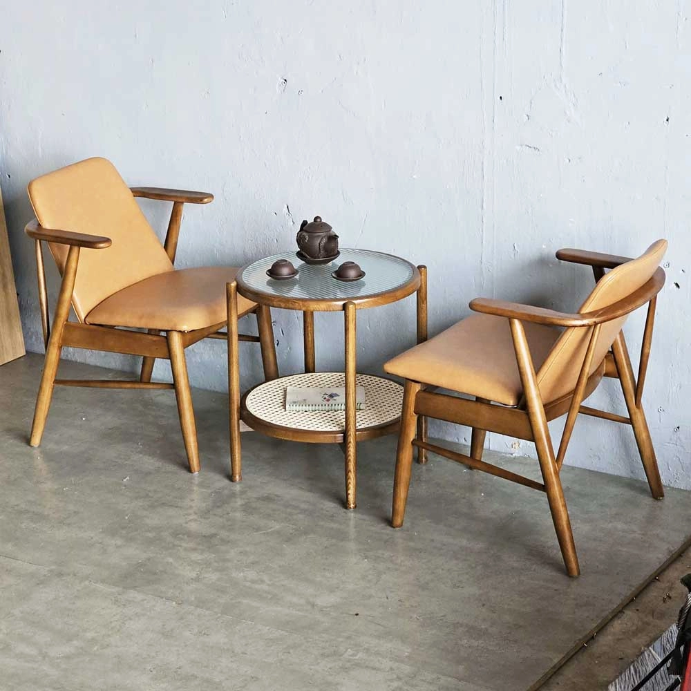 Combo bàn ghế cafe Babie kết hợp bàn 2 tầng mặt kính