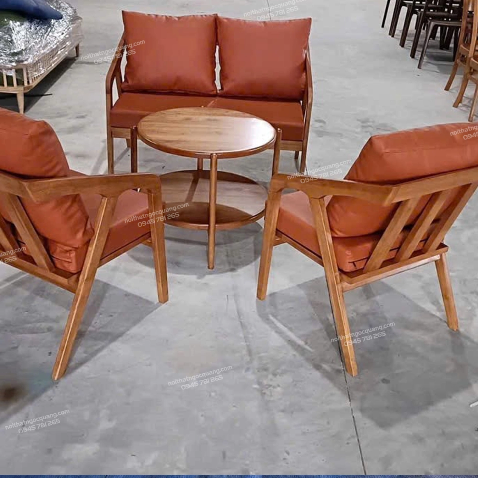 Bộ sofa cafe Katana bọc nệm da