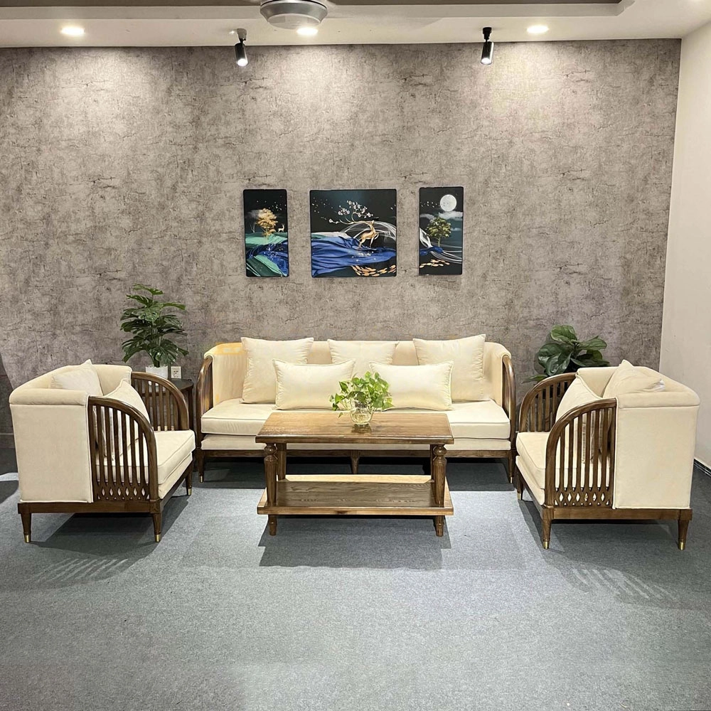 Bộ bàn ghế sofa INDOCHI gỗ Ash nệm vải 