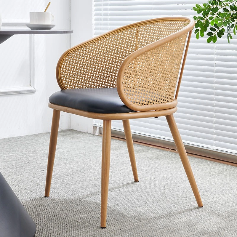 Ghế nhà hàng Decor gỗ nệm tựa lưng mây 