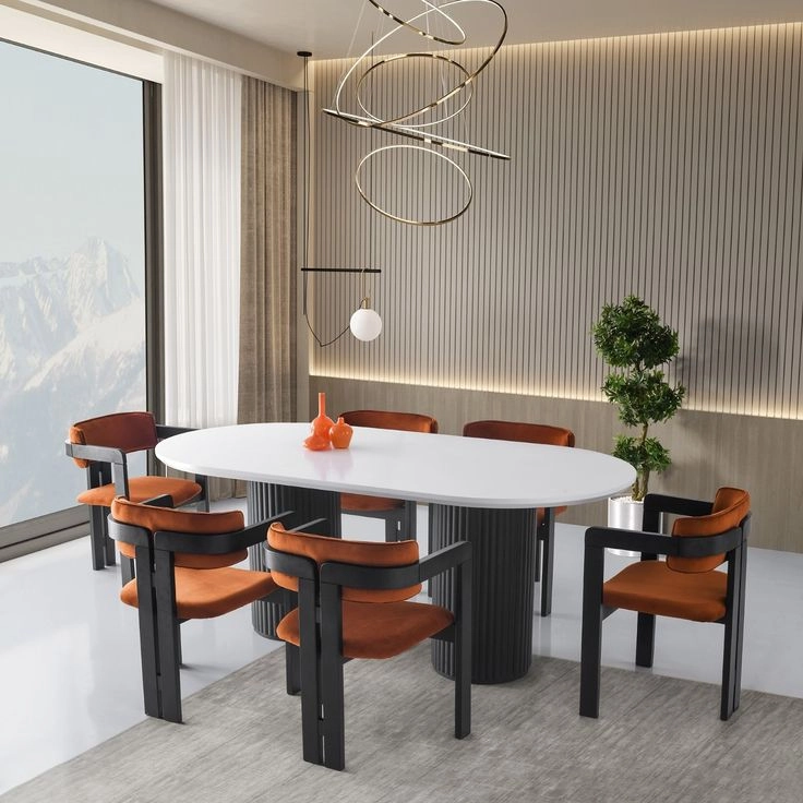Bàn ăn  trụ Oval ghế Neo