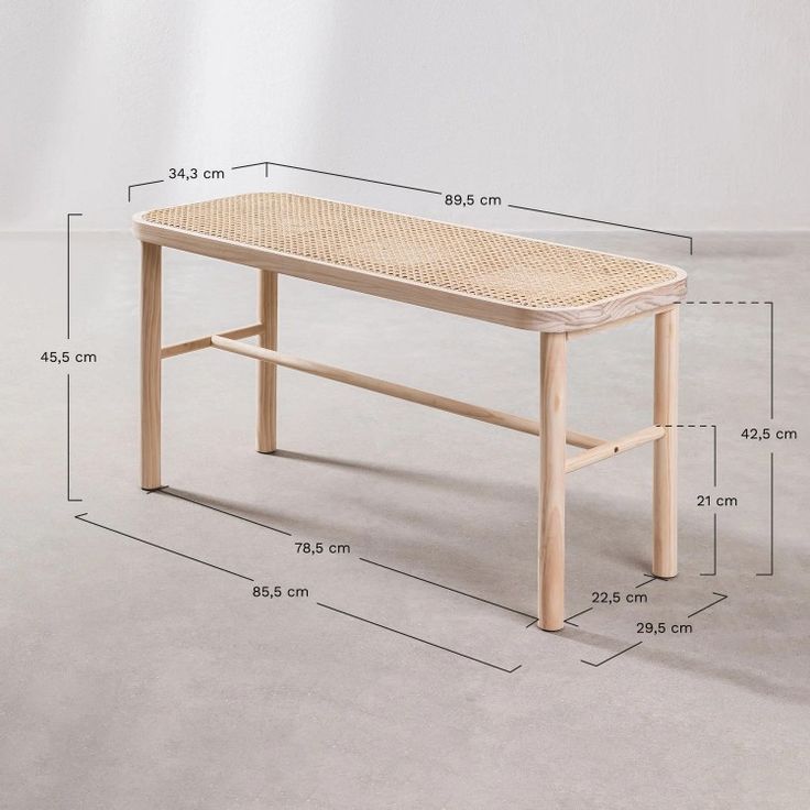 Ghế gỗ bench đan mây vintage