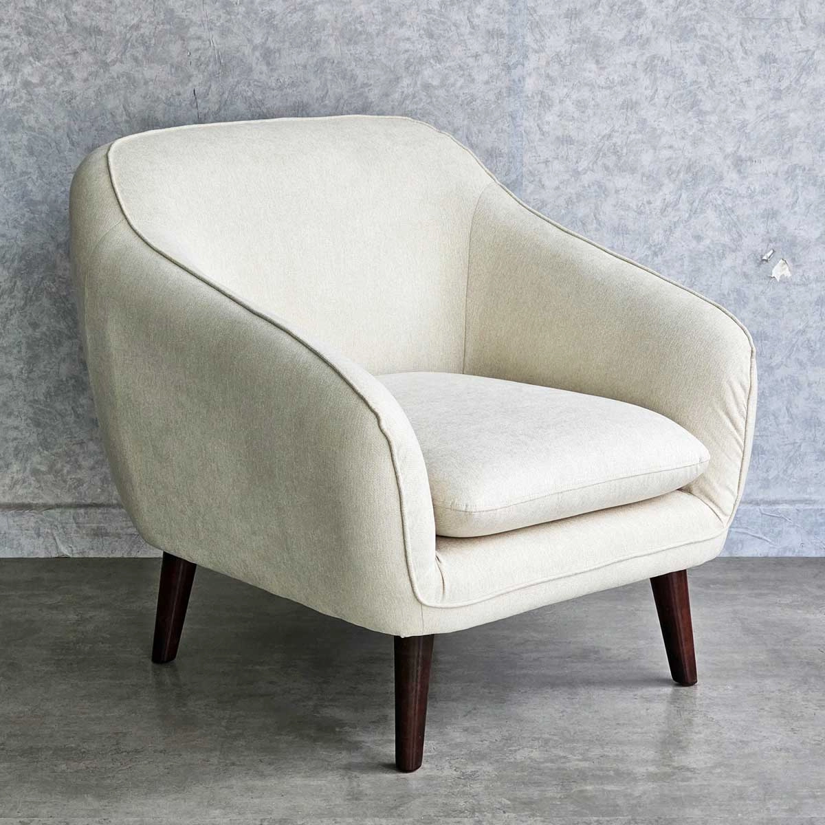 Ghế sofa đơn bọc vải chân gỗ 