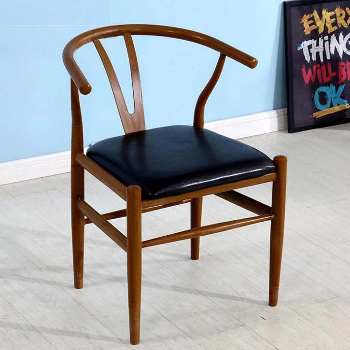 Ghế Wishbone gỗ cao su nệm bọc da