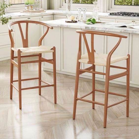 Ghế bar wishbone đan dây
