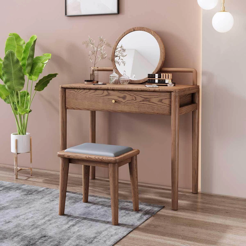 bàn trang điểm gỗ tần bì kèm gương