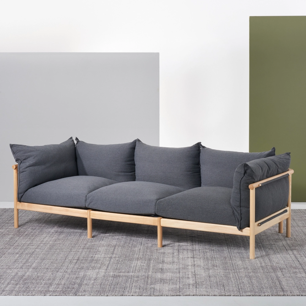 Sofa phòng khách 3 chỗ Olivia gỗ Ash nệm vải