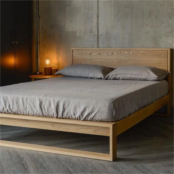 Giường ngủ chân vuông gỗ Ash decor