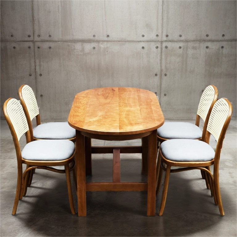Bộ bàn ăn Oval 4 ghế Thonet gỗ Ash