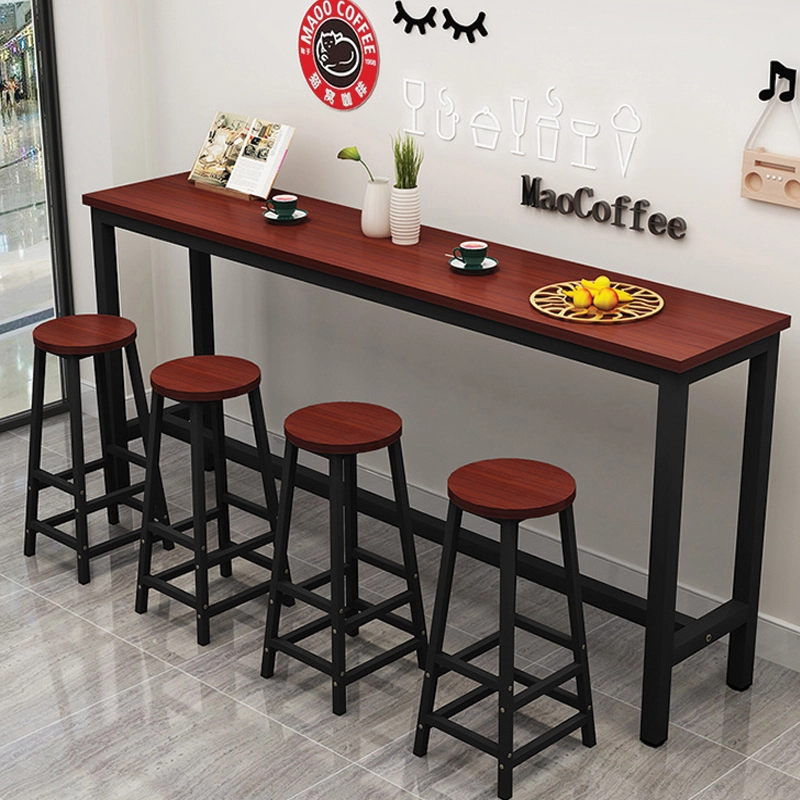 Bàn quầy bar chân sắt mặt gỗ cao su 