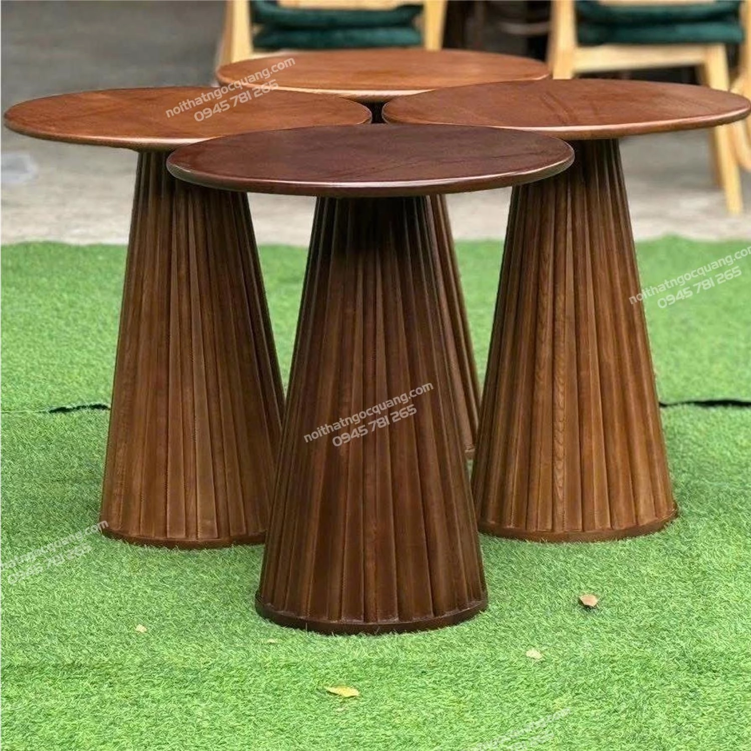 Bàn trà trụ gỗ Ash