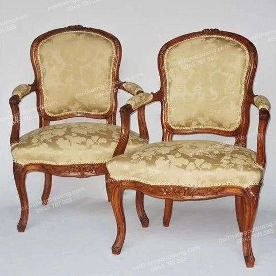 Ghế Louis bông mai có tay gỗ ash