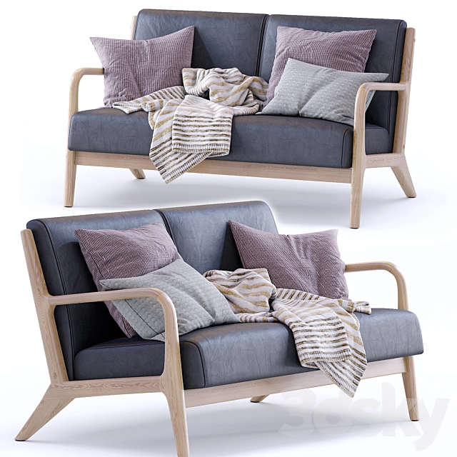 Ghế sofa tay cong đôi gỗ cao su
