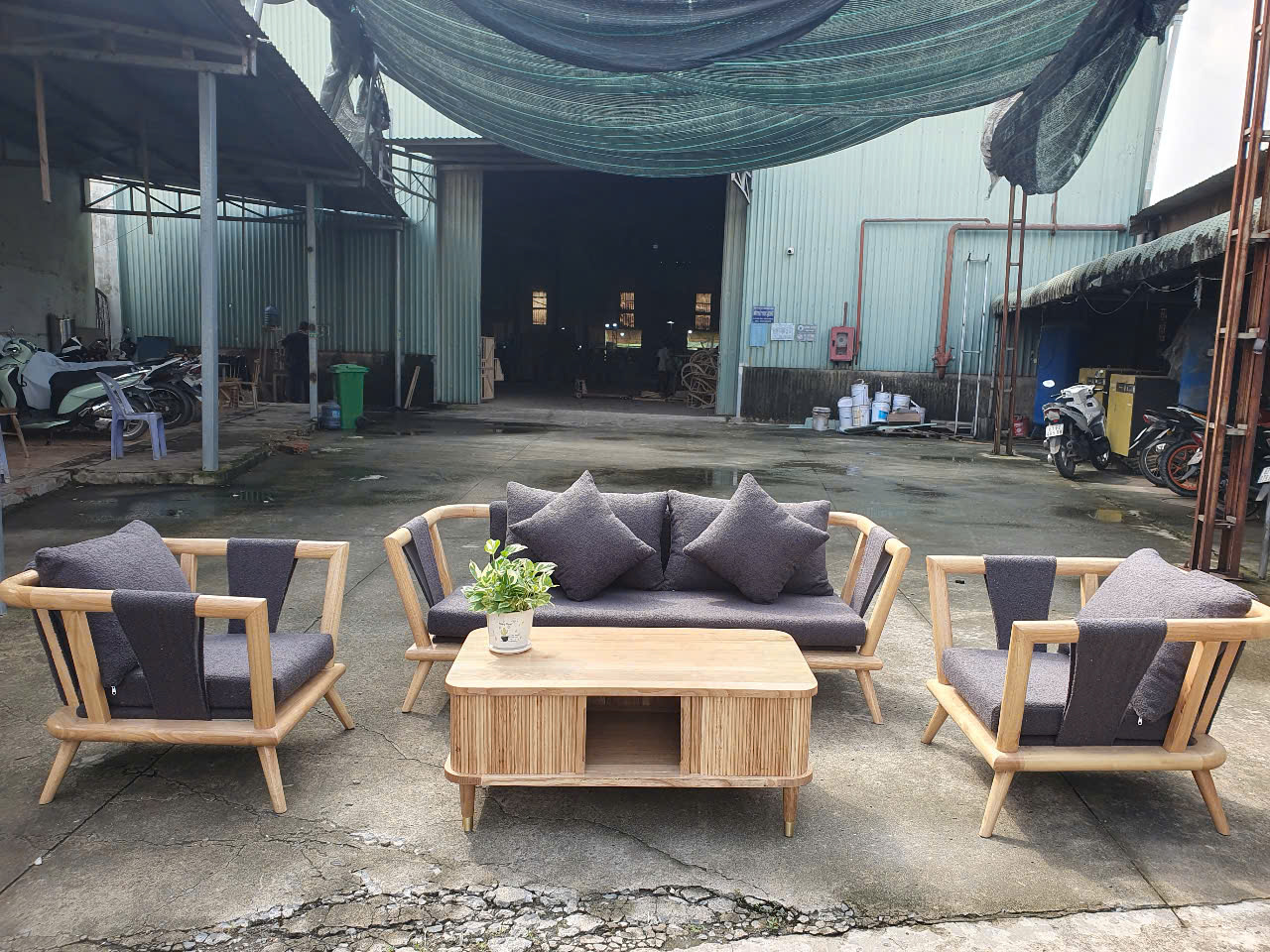 Sofa nệm wabi sabi xám