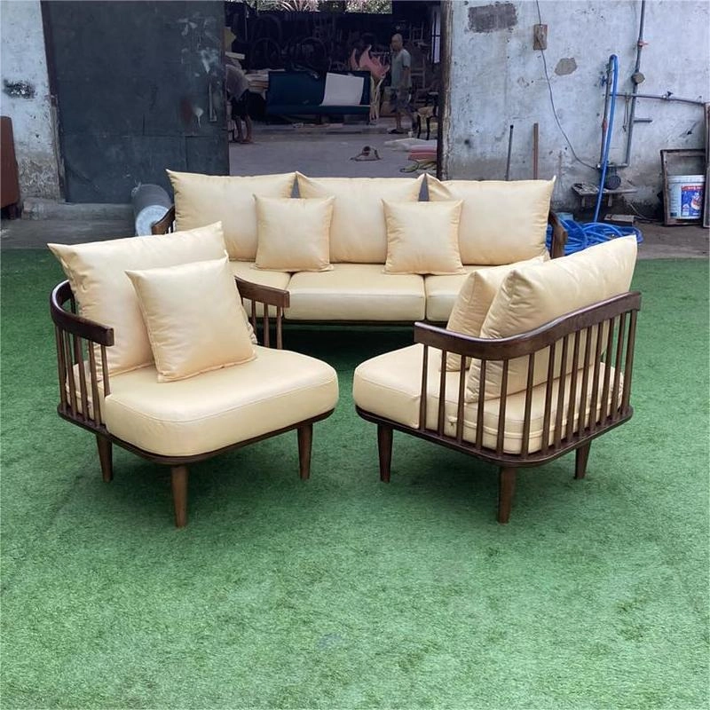Bộ sofa phòng khách Fly gỗ Ash nệm da