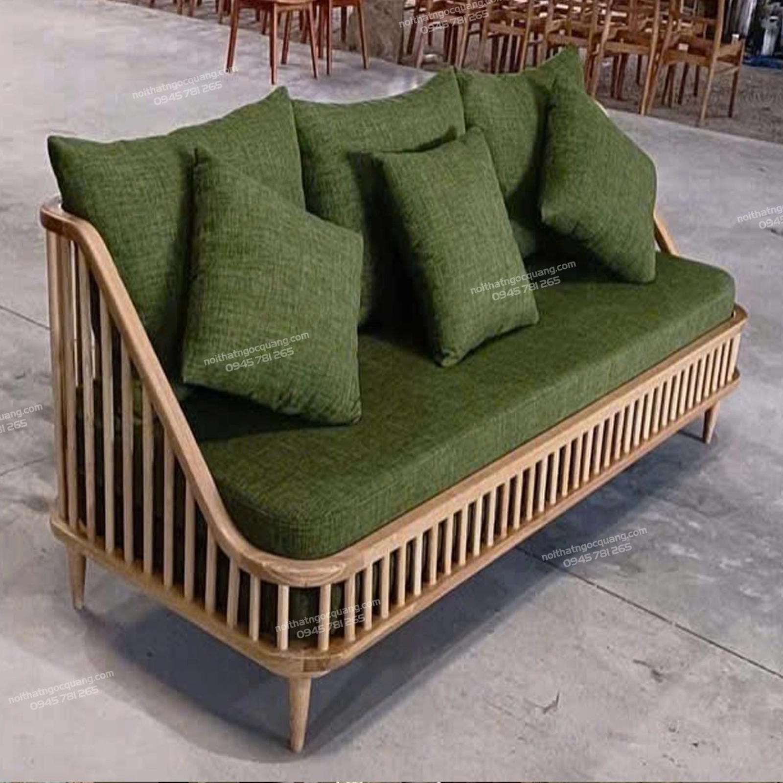 Sofa văng phòng khách KBH 1m8 gỗ Ash bọc nệm vải