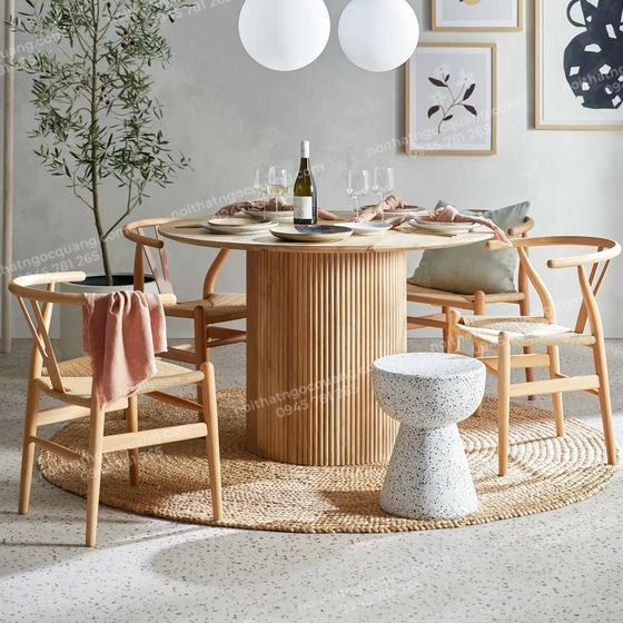 Ghế gỗ Wishbone  đan dây tần bì