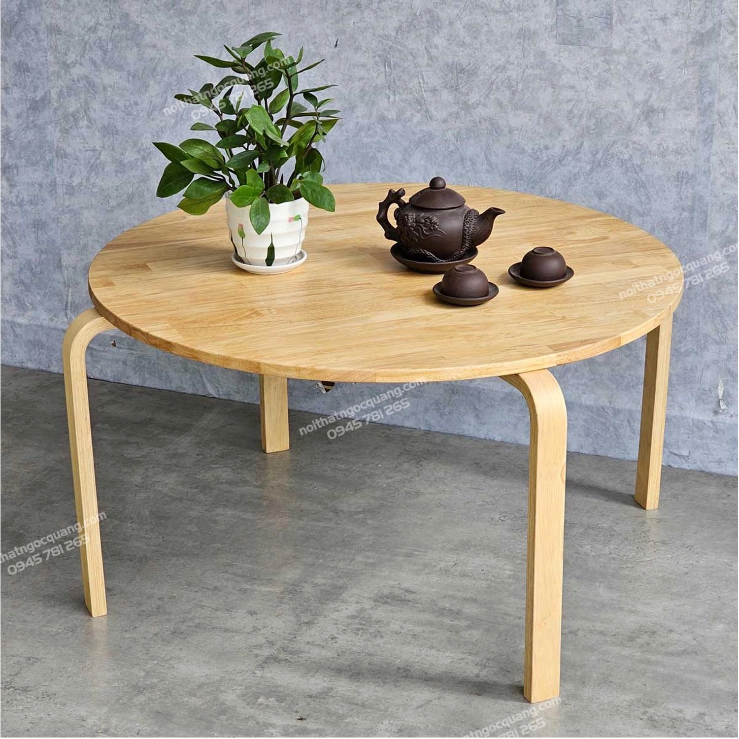 Bàn trà sofa tròn chân plywood uốn cong