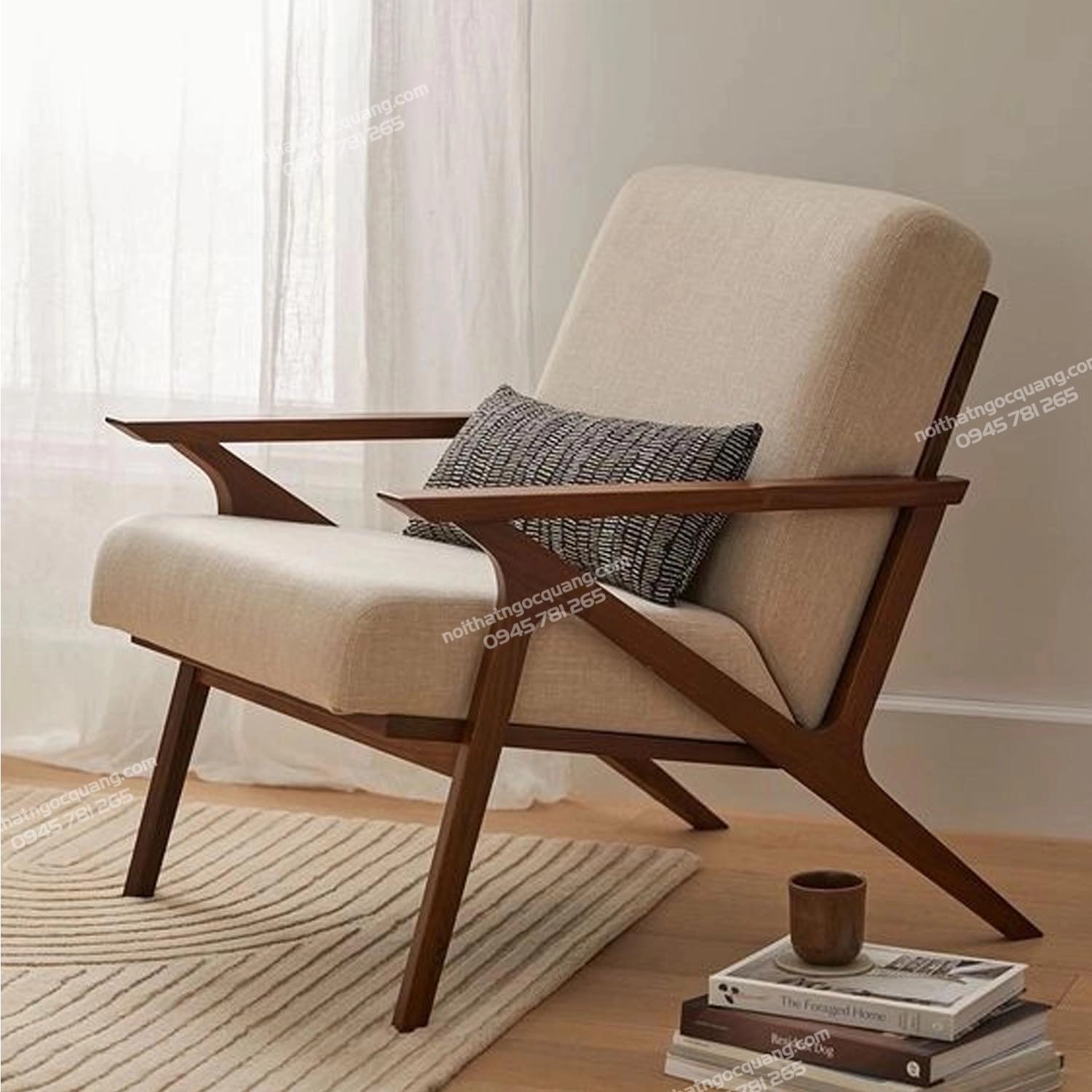 Ghế sofa Z đơn gỗ cao su