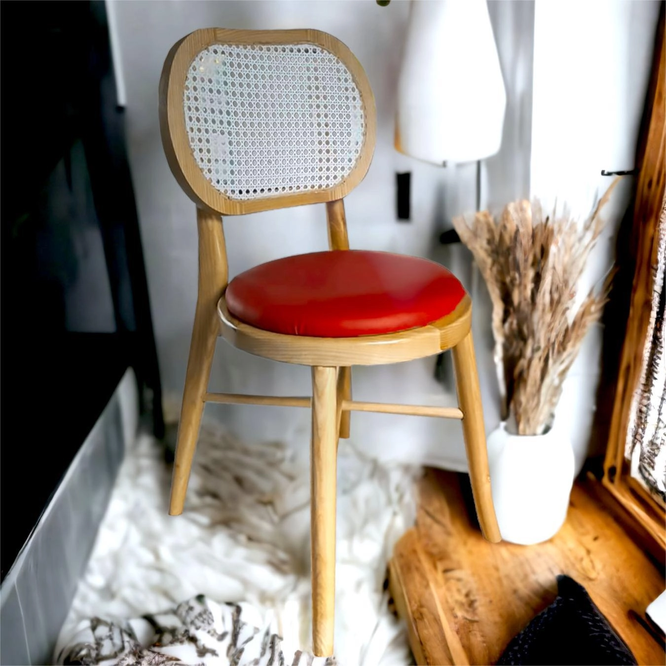 Ghế cafe Retro gỗ ash mặt nệm