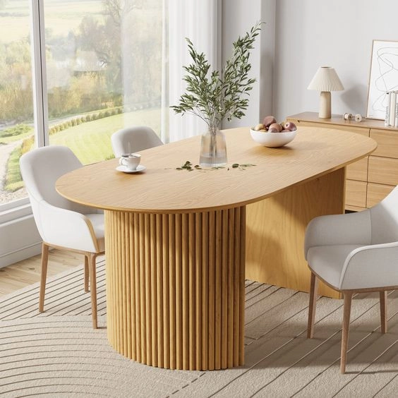 Bàn ăn phong cách Rustic mặt Oval