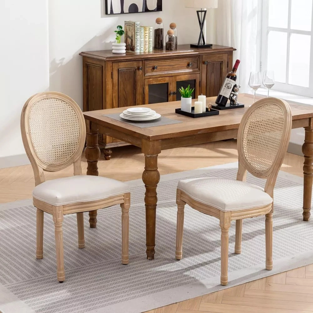 Ghế gỗ nhà hàng Louis lưng mây
