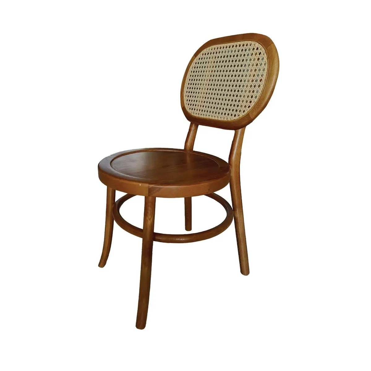 Ghế cafe Retro mặt gỗ lưng mây