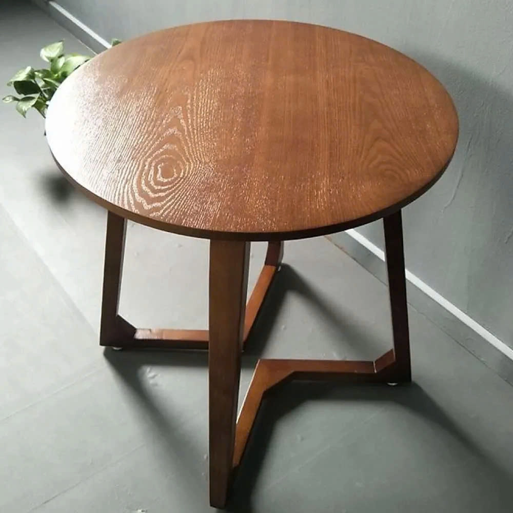 Bàn trà tròn gỗ chân chữ V 