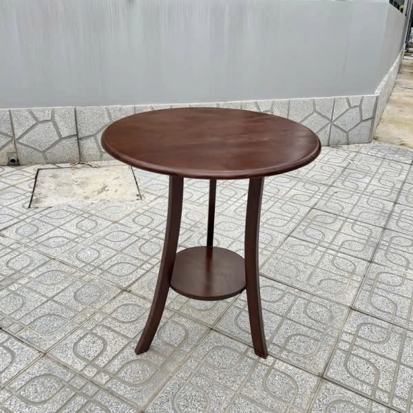 Bàn cafe gỗ 2 tầng tròn