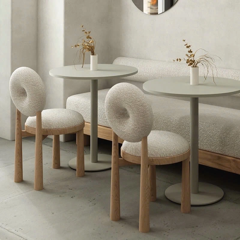 Ghế cafe Donut gỗ ash nệm lông cừu