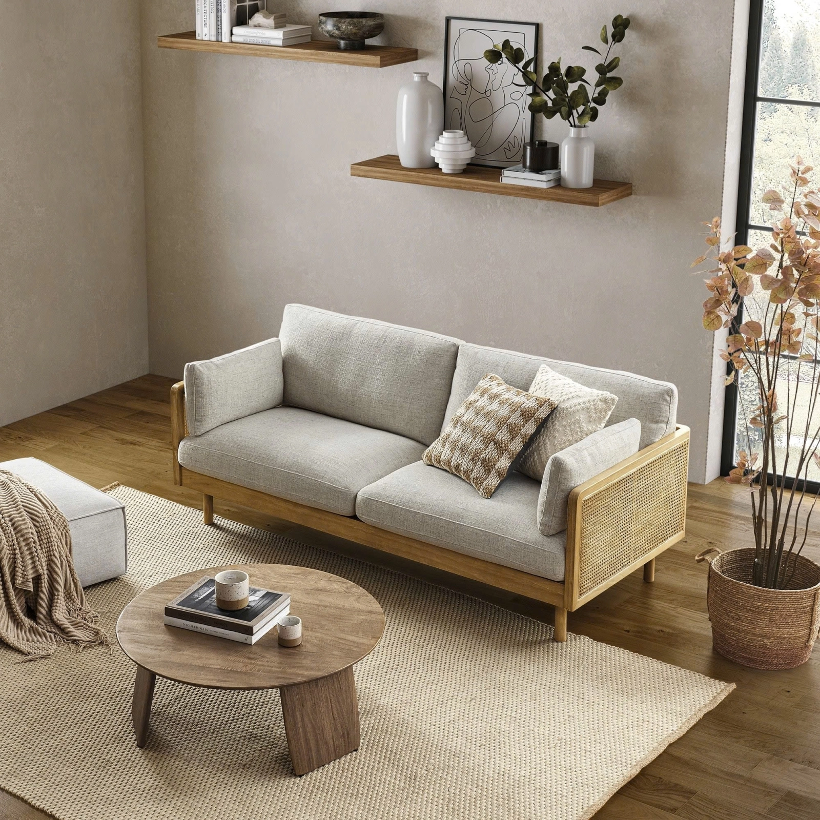Ghế Sofa Gỗ Tần Bì Kết Hợp Mây