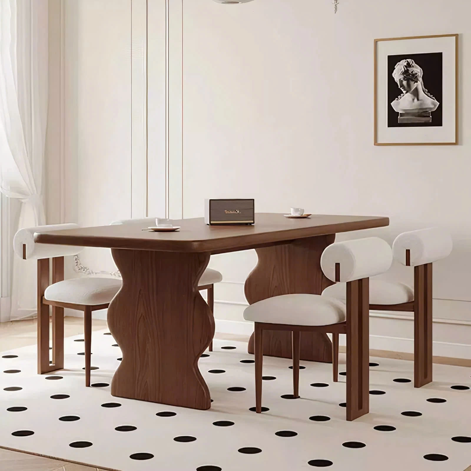 Bàn ăn gỗ chân sóng Decor