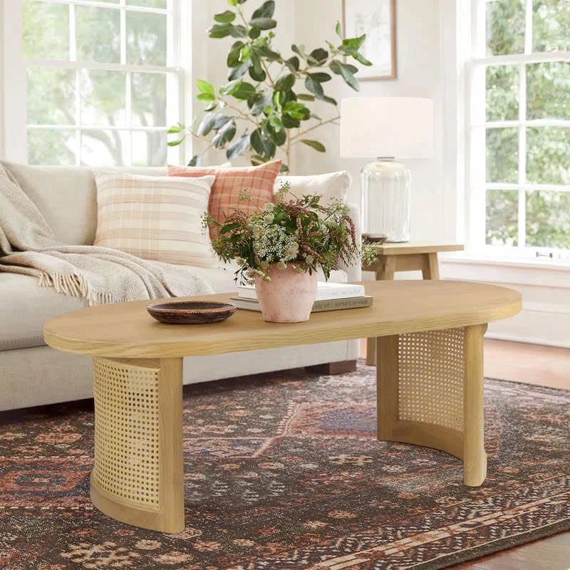 Bàn sofa gỗ chân mây Oval