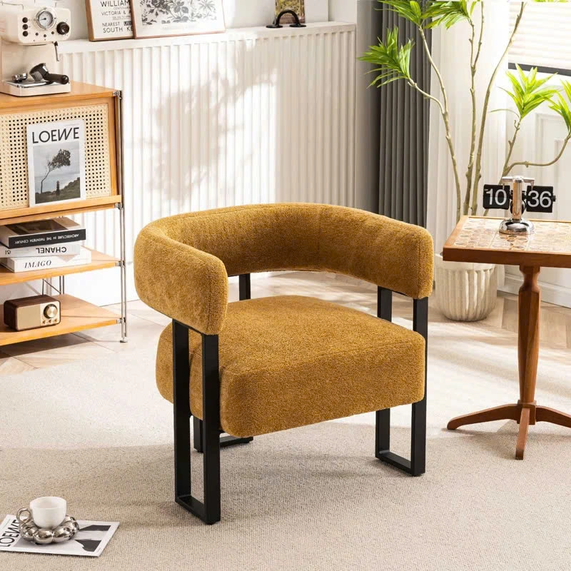 Ghế bành có tay vịn Boucle bọc vải lông cừu