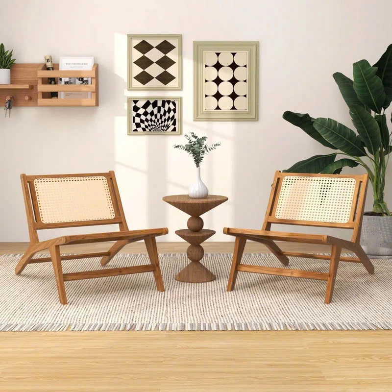 Ghế lười gỗ Ash mặt ngồi và tựa lưng mây 