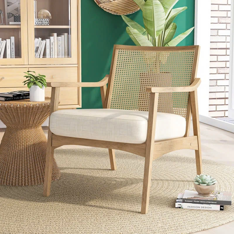 Ghế sofa gỗ tựa mây Hanah nệm vải
