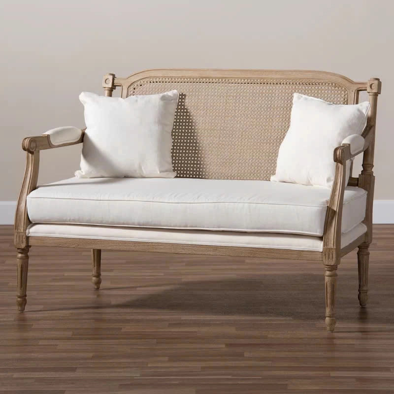 Sofa phòng khách gỗ mây tân cổ điển Clemence 