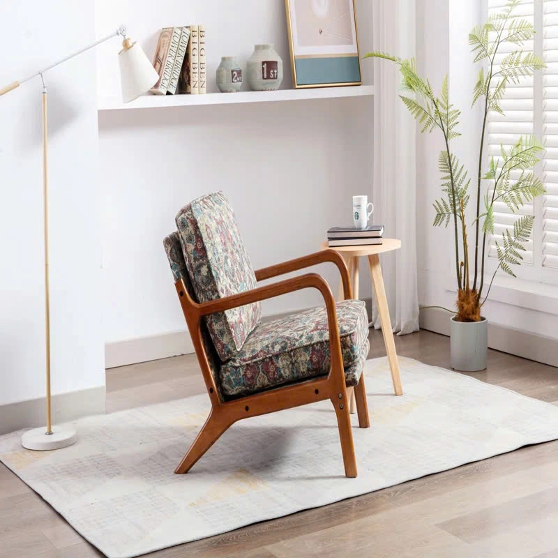 Sofa tay cong đơn bọc nệm hoa văn
